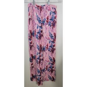 DYVNA Pants Womens X-Small Wide Legged Floral Cottagecore Whimsical Silk Blend